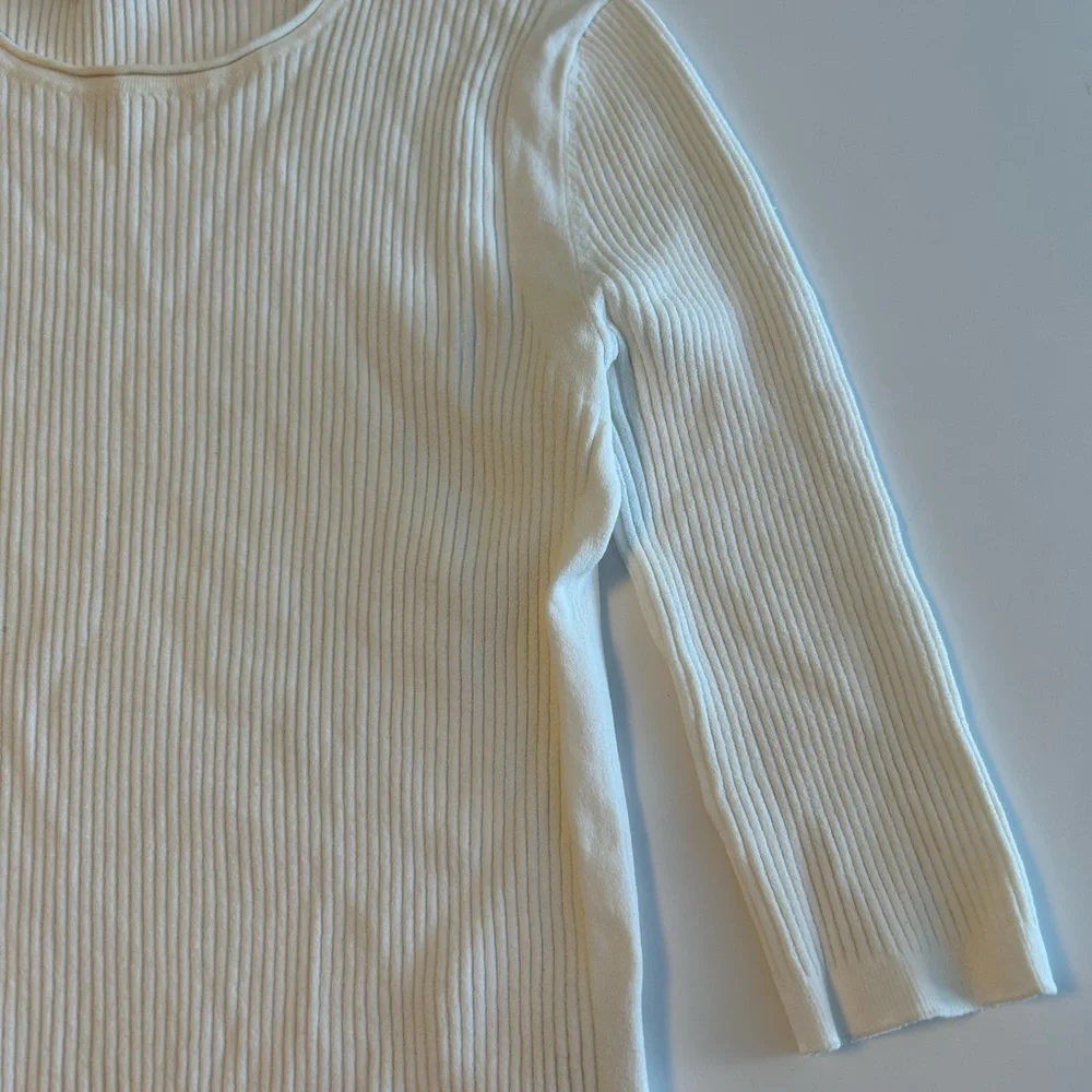 Vince Cream Ribbed Knit Top - Picture 4 of 9